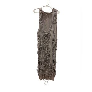 Elegant Gray Draped Women's Dress